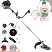 Aparador de Grama Anmax CG430-B 43cc 1,7HP Roçadeira 8 Em 1 Com Carretel e Faca 2 Pontas + Kit Faca 3 Pontas, Faca 6 Pontas, Faca 40 Dentes Vídea, Faca 80 Dentes e Trimmer + Escova de Aço + ÓLEO STIHL