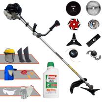 Aparador de Grama Anmax CG430B 2T 43cc 1,7HP Roçadeira 8 Em 1 C/ Carretel e Faca 2 Pontas + Kit Faca 3 Pontas, Faca 6 Pontas, Faca 40 Dentes Vídea, Faca 80 Dentes e Trimmer + Escova + EPI + ÓLEO STIHL