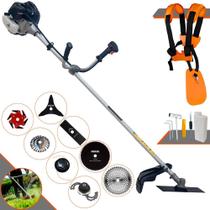 Aparador de Grama Anmax CG430B À Gasolina 2T 43cc 1,7HP Roçadeira 8 Em 1 Com Carretel e Faca 2 Pontas + Kit Faca 3 Pontas, Faca 6 Pontas, Faca 40 Dentes Vídea, Faca 80 Dentes e Trimmer + Escova de Aço