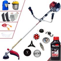 Aparador de Grama Completa Kawashima BCJ521L 2,5HP 52cc Com Carretel e Lâmina Facão + EXTRA Lâmina 3 Pontas, Lâmina 6 Pontas, Lâmina 40 Dentes, Lâmina 80 Dentes, Trimmer e Escova + EPI + ÓLEO TOYAMA Aparador de Grama Completa Kawashima BCJ521L 2,5HP 52cc Com Carretel e Lâmina Facão + EXTRA Lâmina 3 Pontas, Lâmina 6 Pontas, Lâmina 40 Dentes, Lâmina 80 Dentes, Trimmer e Escova + EPI + ÓLEO TOYAMA