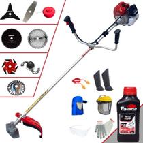 Aparador de Grama Completa Kawashima BCJ620L 3HP 62cc Com Carretel e Lâmina Facão + EXTRA Lâmina 3 Pontas, Lâmina 6 Pontas, Lâmina 40 Dentes, Lâmina 80 Dentes, Trimmer e Escova + EPI + ÓLEO TOYAMA