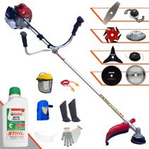Aparador de Grama Kawashima BCJ431L 2T 43cc 1,7HP Roçadeira Com Carretel e Faca 2 Pontas + Kit Faca 3 Pontas, Faca 6 Pontas, Faca 40 Dentes Vídea, Faca 80 Dentes e Trimmer + Escova + EPI + ÓLEO STIHL Aparador de Grama Kawashima BCJ431L 2T 43cc 1,7HP Roçadeira Com Carretel e Faca 2 Pontas + Kit Faca 3 Pontas, Faca 6 Pontas, Faca 40 Dentes Vídea, Faca 80 Dentes e Trimmer + Escova + EPI + ÓLEO STIHL