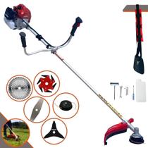 Aparador de Grama Kawashima BCJ431L À Gasolina 2T 43cc 1,7HP de Potência 10000rpm Roçadeira Multifuncional 5 Em 1 C/ Carretel e Lâmina Facão + EXTRA Faca 3 Pontas, Faca 6 Pontas e Faca 40 Dentes Vídea