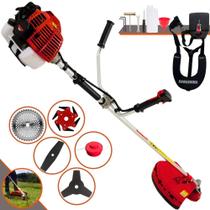 Aparador de Grama Kawashima KW43L À Gasolina 43cc 1,7HP de Potência 10.000rpm Roçadeira Multifuncional 5 Em 1 Com Carretel e Lâmina 3 Pontas + EXTRA Faca 2 Pontas, Faca 6 Pontas e Faca 40 Dentes Vídea
