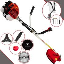 Aparador de Grama Kawashima KW43L À Gasolina 43cc 1,7HP de Potência 10.000rpm Roçadeira Multifuncional 5 Em 1 Com Carretel e Lâmina 3 Pontas + EXTRA Lâmina Facão, Lâmina 40 Dentes e Lâmina 80 Dentes