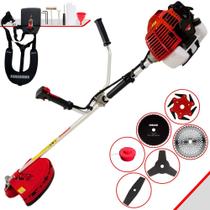 Aparador de Grama Kawashima KW52L À Gasolina 52cc 2,5HP de Potência 10.000rpm Roçadeira 6 Em 1 Com Carretel e Faca 3 Pontas + Kit Lâmina 2 Pontas, Lâmina 6 Pontas, Lâmina 40 Dentes e Lâmina 80 Dentes Aparador de Grama Kawashima KW52L À Gasolina 52cc 2,5HP de Potência 10.000rpm Roçadeira 6 Em 1 Com Carretel e Faca 3 Pontas + Kit Lâmina 2 Pontas, Lâmina 6 Pontas, Lâmina 40 Dentes e Lâmina 80 Dentes