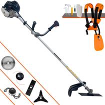 Aparador de Grama Multifuncional Anmax CG430-B À Gasolina 2T 43cc 1,7HP de Potência 12.000rpm Roçadeira 5 Em 1 Com Carretel e Faca 2 Pontas + Kit Lâmina 3 Pontas, Lâmina 40 Dentes e Trimmer