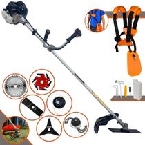 Aparador de Grama Multifuncional Anmax CG430B À Gasolina 43cc 1,7HP de Potência 12.000rpm Roçadeira 6 Em 1 Com Carretel e Faca 2 Pontas + Kit Faca 3 Pontas, Faca 6 Pontas, Faca 40 Dentes e Trimmer