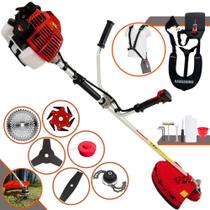 Aparador de Grama Multifuncional Kawashima KW43L À Gasolina 43cc 1,7HP de Potência 10.000rpm Roçadeira 6 Em 1 Com Carretel e Faca 3 Pontas + Kit Faca 2 Pontas, Faca 6 Pontas, Faca 40 Dentes e Trimmer