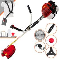 Aparador de Grama Multifuncional Kawashima KW52-L À Gasolina 2T 52cc 2,5HP de Potência 10.000rpm Roçadeira 5 Em 1 Com Carretel e Faca 3 Pontas + Kit Lâmina 2 Pontas, Lâmina 40 Dentes Vídea e Trimmer