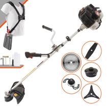 Aparador de Grama Multifuncional Kawashima KW52-LE À Gasolina 2T 52cc 2,5HP de Potência 10.000rpm Roçadeira 5 Em 1 Com Carretel e Faca 3 Pontas + Kit Lâmina 2 Pontas, Lâmina 40 Dentes Vídea e Trimmer