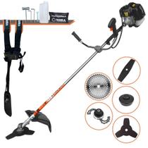 Aparador de Grama Multifuncional Terra GRH-430 À Gasolina 2T 43cc 1,7HP de Potência 6.500rpm Roçadeira 5 Em 1 Com Carretel Nylon e Faca 3 Pontas + Kit Lâmina 2 Pontas, Lâmina 40 Dentes Vídea e Trimmer