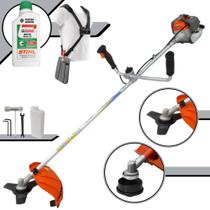 Aparador de Grama Multifunções Lateral À Gasolina Vulcan VR330-P 33cc 2 Tempos 1,2HP de Potência 10.000rpm Roçadeira Completa Com Guidão Anti-Vibração Carretel de Nylon + Lâmina 3 Pontas + ÓLEO STIHL