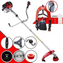 Aparador de Grama Toyama RT43L À Gasolina 43cc 1,7HP 10000rpm Com Carretel Nylon + Faca 2 Pontas + 3 Pontas + 40 Dentes de Vídea + 80 Dentes + Trimmer