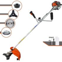 Aparador de Grama Vulcan VR330P À Gasolina 2T 33cc 1,2HP 10.000rpm Profissional Completa Com Guidão Antivibração 4 Opções de Corte Lâmina 3 Pontas, Lâmina 40 Dentes, Carretel e Escova de Aço Giratória