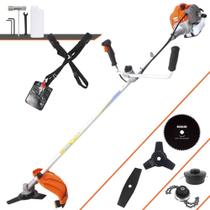 Aparador de Grama Vulcan VR430P À Gasolina 2 Tempos 43cc 1,7HP 10000rpm Completa Com Guidão Antivibração Para Todos os Tipos de Trabalho Com Lâmina Facão + Lâmina 3 Pontas + Lâmina 80 Dentes + Trimmer