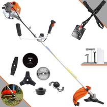 Aparador de Grama Vulcan VR430P À Gasolina 43cc 1,7HP 10.000rpm Multifunções Com Guidão Anti-Vibração Carretel de Nylon + Lâmina Facão + Lâmina 3 Pontas + Lâmina 40 Dentes + Lâmina 80 Dentes + Trimmer