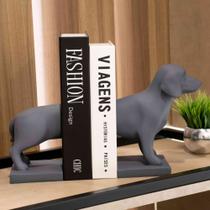 Aparador de Livros Decorativo Em Resina Cinza Mate 21x27x12 Cm - D'Rossi - DRossi