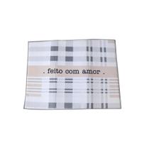 Aparador de Louça em Microfibra Cinza e Rosa Frase 39x49