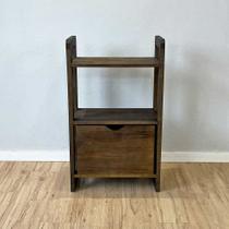 Aparador de Madeira Pinus Linea de 3 Prateleiras Slim com 1 Gaveta Tabaco