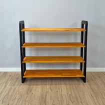 Aparador de Madeira Pinus Linea de 4 Prateleiras Ample Carvalho e Preto