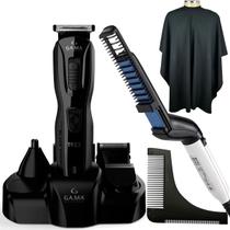 Aparador De Pelos Cortador Barbeador Gama Italy Titanium Profissional 9 Em 1 Corpo Barba Nariz Recarregável Capa Escova Pente
