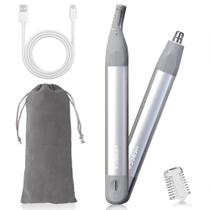 Aparador de pelos nasais HEBECA 2 em 1 para depilação facial prateado Aparador de pelos nasais HEBECA 2 em 1 para depilação facial prateado