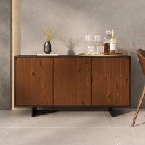 Aparador de Sala Buffet Preto Alto Madeira 135 cm Prateleiras Reguláveis Arto