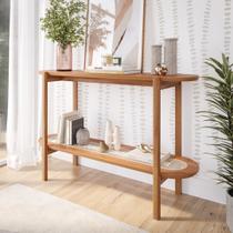 Aparador de Sala de Estar com 2 Prateleiras Madeira Maciça 135cm Cinamomo Lotus