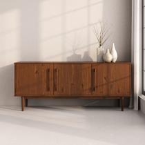 Aparador de Sala Minimalista Buffet 4 Prateleiras Madeira Castanho TECCA Aparador de Sala Minimalista Buffet 4 Prateleiras Madeira Castanho TECCA