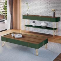 Aparador de Sala Vivant e Mesa Cadenza Pistache/Castanho - HB Móveis Aparador de Sala Vivant e Mesa Cadenza Pistache/Castanho - HB Móveis