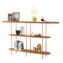 Aparador Decorativo Sala de Estar Walker Pés em Aço Tampo Vidro Cinamomo G26 - Gran Belo Aparador Decorativo Sala de Estar Walker Pés em Aço Tampo Vidro Cinamomo G26 - Gran Belo