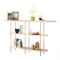 Aparador Decorativo Sala de Estar Walker Pés em Aço Tampo Vidro Off White G26 - Gran Belo Aparador Decorativo Sala de Estar Walker Pés em Aço Tampo Vidro Off White G26 - Gran Belo