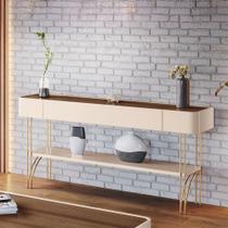 Aparador Decorativo Vivant MDP/MDF Pés de Aço Off White/Castanho G26 - HB Móveis Aparador Decorativo Vivant MDP/MDF Pés de Aço Off White/Castanho G26 - HB Móveis