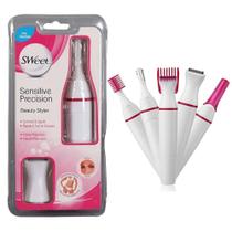 Aparador Depilado De Pelos Elétrico Sem Fio 5 e 1 Axila Pernas Área Íntima Sensitive Indolor