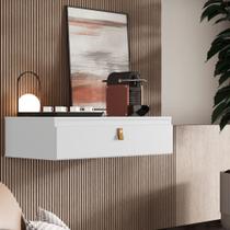 Aparador Diana Suspenso com puxador em couro e 1 gaveta - Branco Aparador Diana Suspenso com puxador em couro e 1 gaveta - Branco