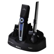 Aparador e Cortador de Pelos Philco Multi Groom 7 em 1 Bivolt Preto/Azul