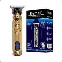 Aparador Elétrico De Pelo e Cabelo Bivolt Cor Dourado Kemei 700h Lcd