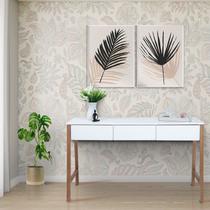 Aparador Escrivaninha Paris em Madeira Maciça e MDF Branco/Marrom