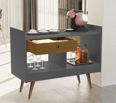 Aparador Estilo Buffet 2 Ambientes Retrô Duda Plus cor Onix / Nature - Comprar Moveis para sua Casa