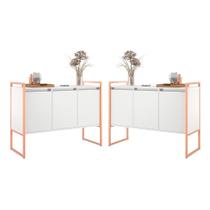 Aparador Estilo Industrial Buffet com 3 Portas 2 Unidades