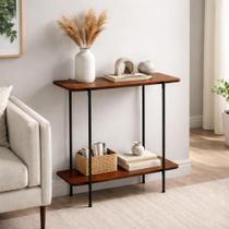 Aparador Estilo Industrial Para Sala Escritório Hall De Entrada Apartamento Com Pés Preto e Madeira