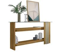 Aparador Frizz 150cm com Prateleiras e Base de Vidro Cumaru e Opala Liberty Móveis