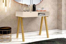 Aparador Havanna 1 Gaveta em MDF com Pés em Madeira Maciça OffWhite - Rede Móveis Aparador Havanna 1 Gaveta em MDF com Pés em Madeira Maciça OffWhite - Rede Móveis