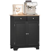 Aparador HOMCOM con Encimera de Madera Negra 68x40x85 cm