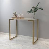 Aparador Industrial 90cm x 45cm x 90cm Pés Dourado - Off-White