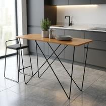Aparador Industrial Moderno Tampo Madeira MDF Nature Base Aço Carbono Cantinho do Café Multiuso Aparador Industrial Moderno Tampo Madeira MDF Nature Base Aço Carbono Cantinho do Café Multiuso