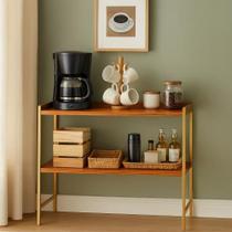 Aparador Industrial Multiuso Para Hall De Entrada Londres Cantinho do Café - JM3 Móveis Cor:Freijó/Dourado Aparador Industrial Multiuso Para Hall De Entrada Londres Cantinho do Café - JM3 Móveis Cor:Freijó/Dourado