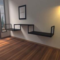 Aparador industrial preto moderno cantinho café escritorio simples bancada suspensa Aparador industrial preto moderno cantinho café escritorio simples bancada suspensa