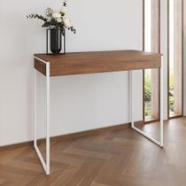 Aparador Industrial Retangular Califórnia Amêndoa 137x40cm Base Ferro Branco Aparador Industrial Retangular Califórnia Amêndoa 137x40cm Base Ferro Branco